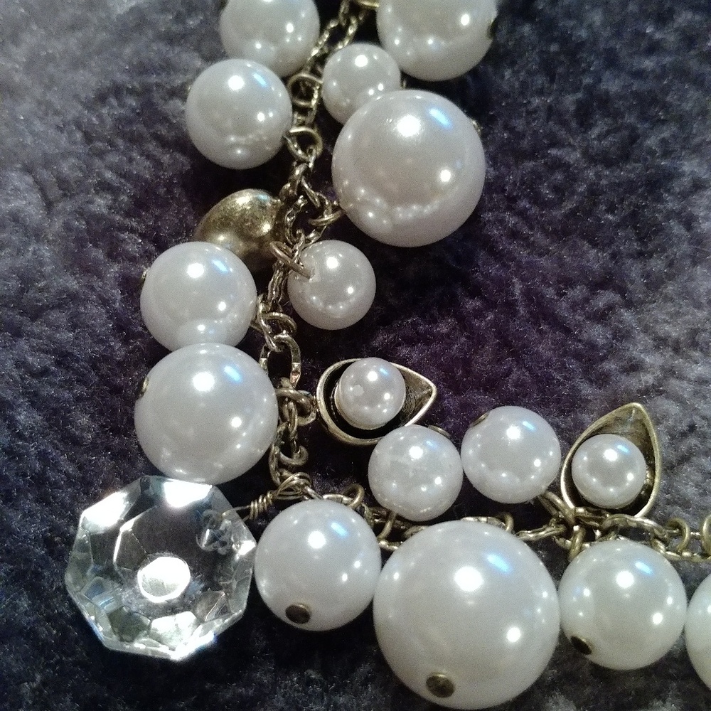 Pearl + Crystal Drops Long Necklace